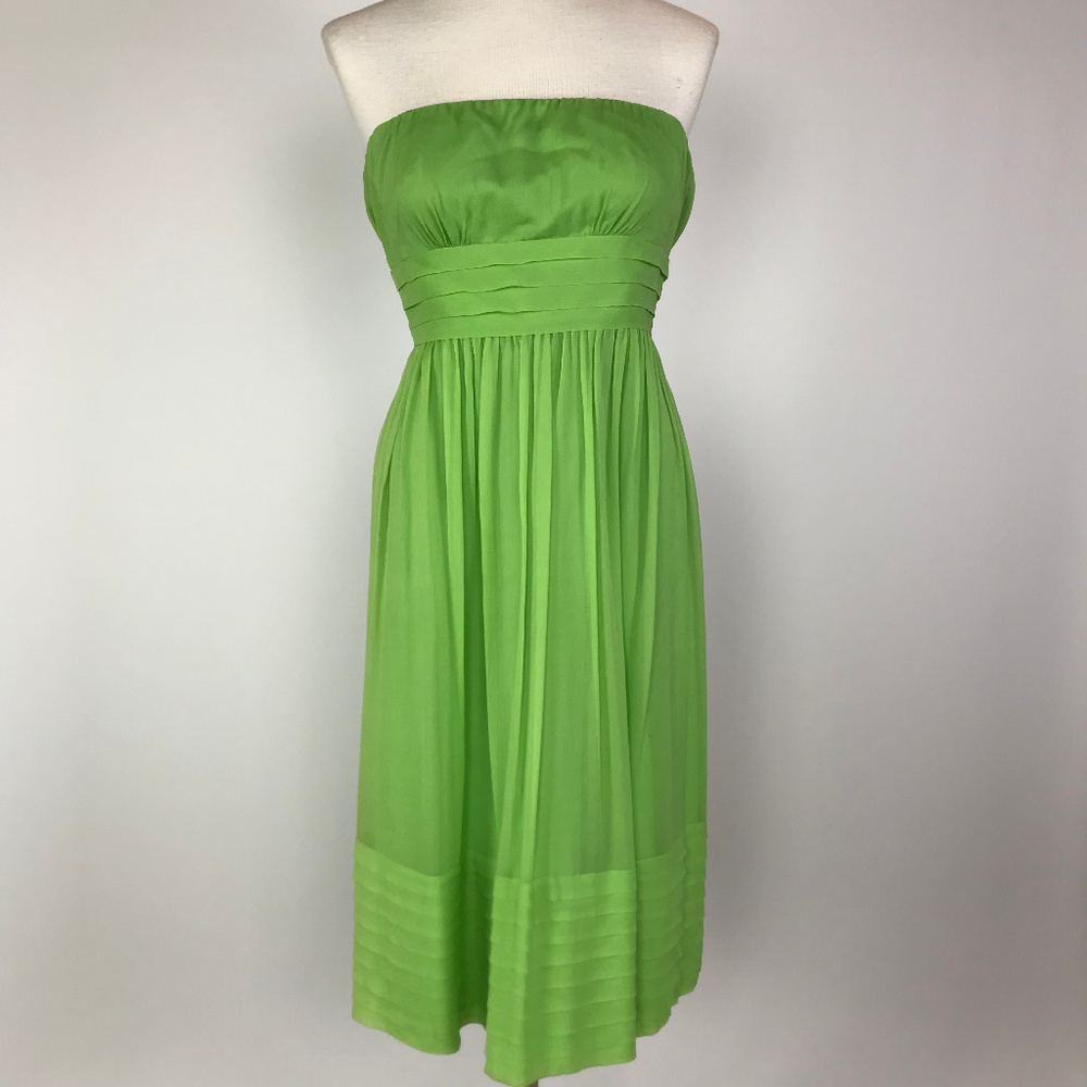 J. Crew Silk Chiffon Juliet Green Dress Size 2